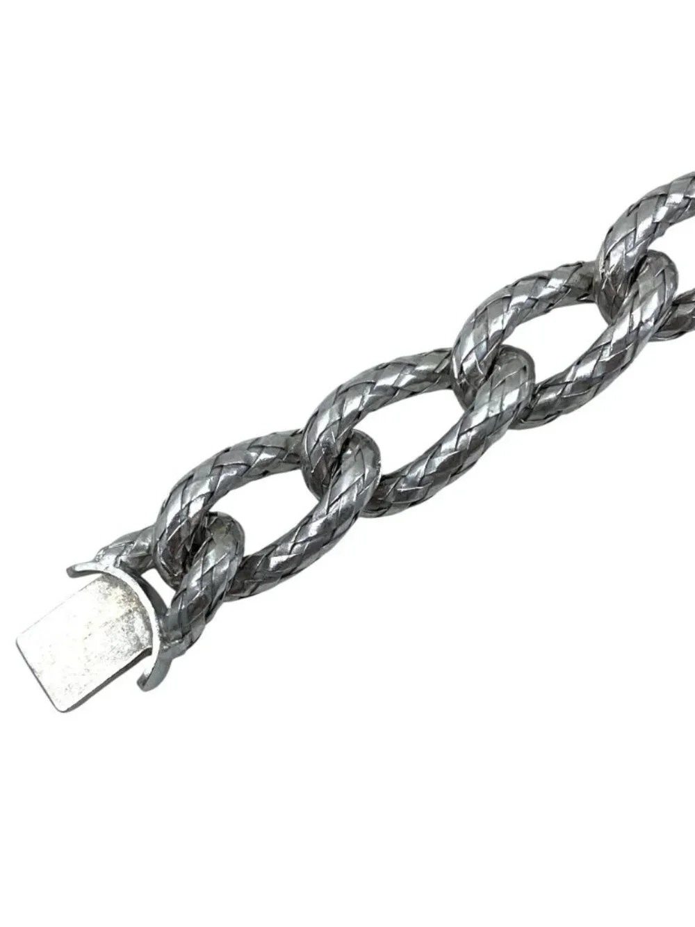 Bottega Veneta Chain Bracelet ID Intrecciato Silver Color Simple